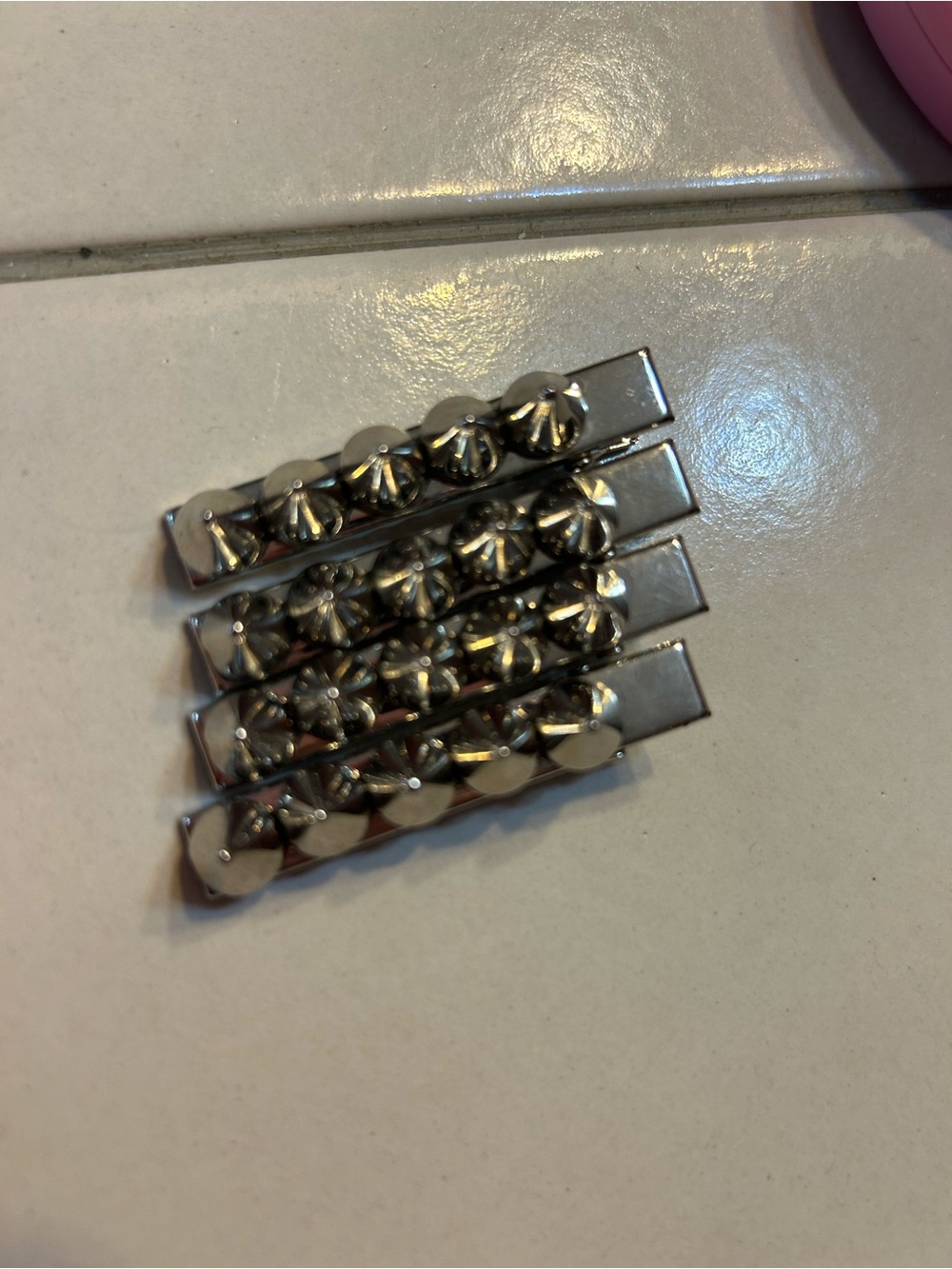 Silver goth spike hair clips